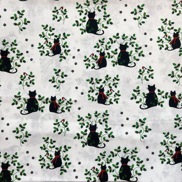 Festive Felines, Christmas Pets Cotton Fabric Sunnyside Fabrics UK