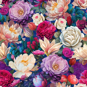 Blank Quilting, Night Garden Digital, Flowers Lilac