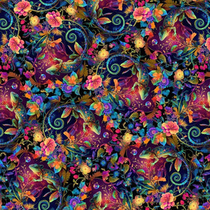 Blank Quilting, Night Garden Digital, Geckos