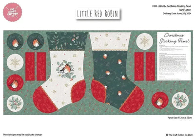 Craft Cotton, Little Red Robin Fat Quarter Bundle, Christmas Cotton Fabric