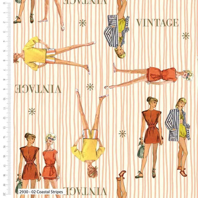 Coastal Stripes, Simplicity Vintage Cotton Fabric - Sunnyside Fabrics UK - cotton fabric, dressmaking, dressmaking fabric, simplicity fabric, simplicity patterns, vintage dress patterns, vintage simplicity - {{product.type}} - sunnysidefabricsuk.com