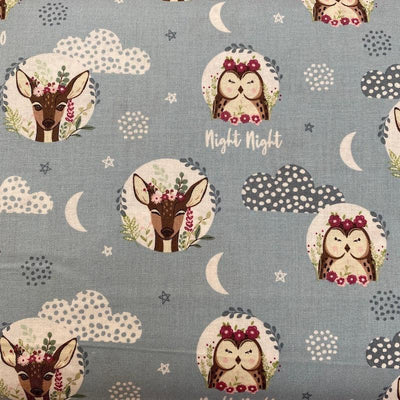 Deers and Owls, Woodland Cotton Fabric - Sunnyside Fabrics UK - bunny, bunting, childrens fabric, Easter, Easter bunny, Easter bunting, Easter crafts, rabbit, rabbits - {{product.type}} - sunnysidefabricsuk.com