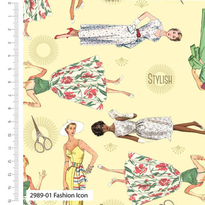 Fashion Icon, Simplicity Vintage Cotton Fabric - Sunnyside Fabrics UK - cotton fabric, dressmaking, dressmaking fabric, organic cotton fabric, simplicity fabric, simplicity patterns, vintage dress patterns, vintage simplicity - {{product.type}} - sunnysidefabricsuk.com