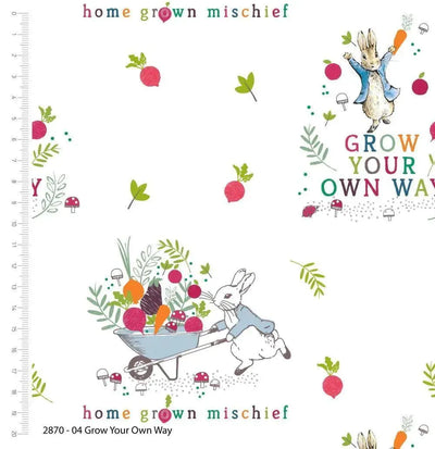 Home Grown Hoppiness, Peter Rabbit, More Adventures Tomorrow - Sunnyside Fabrics UK - beatrix potter, peter rabbit, peter rabbit cotton fabric - {{product.type}} - sunnysidefabricsuk.com