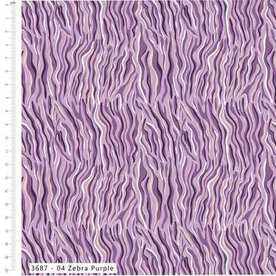 Craft Cotton Company, Zebra Print, Amethyst Jungle Cotton Fabric