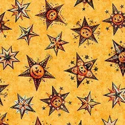 Quilting Treasures, Halloween Stars Orange, Jeepers Creepers Cotton Fabric