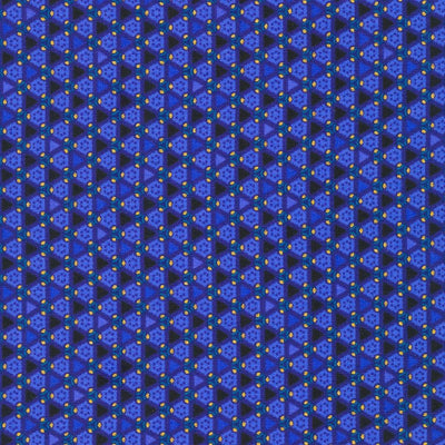 Jaikumari Sapphire Triangles, Robert Kauffman SRKM 21746-74 - Sunnyside Fabrics UK - chromaticity fabric, chromaticity metallic fabric, jaikumari robert kaufffman, metallic, opal colours, robert kauffman - {{product.type}} - sunnysidefabricsuk.com
