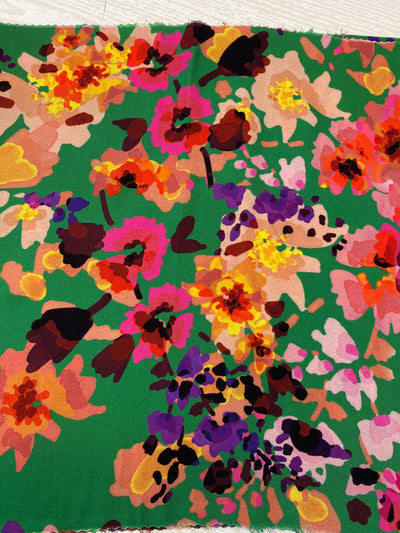 Viscose Green Floral Remnant