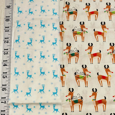 Remnant Reindeer Christmas Cotton Fabrics
