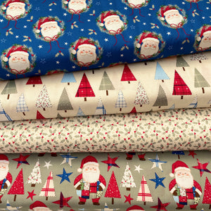 Craft Cotton Co Holly Jolly Patch – Santa Wreath Bundle | Christmas Cotton Fabric