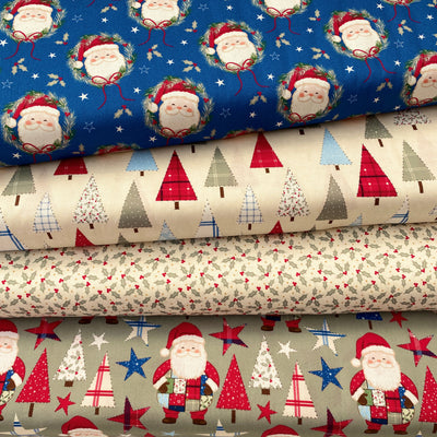 Craft Cotton Co Holly Jolly Patch – Santa Wreath Bundle | Christmas Cotton Fabric
