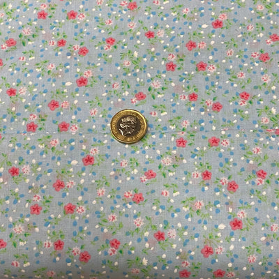 Pretty Pale Blue Floral Polycotton