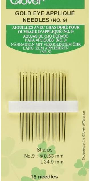 Clover Gold Eye Applique Needles (No. 9)