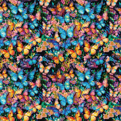 Camelot Fabrics, Gigi in the Garden, Stained Glass Butterflies Cotton Fabric