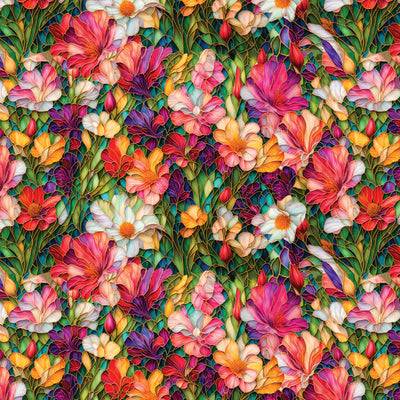 Camelot Fabrics, Gigi in the Garden, Stained Glass Meadow Flowers, Cotton Fabric