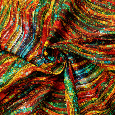 Camelot Fabrics, Gigi in the Garden, Abstract Circles Multi, Cotton Fabric