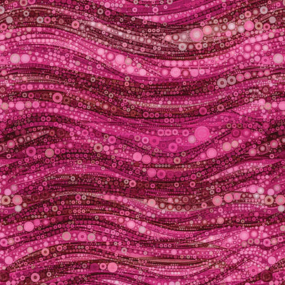 Camelot Fabrics, Gigi in the Garden, Abstract Circles Magenta Pink, Cotton Fabric