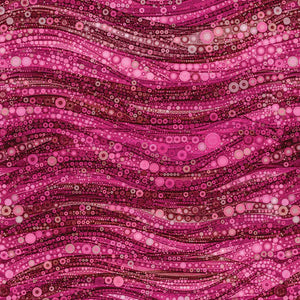 Camelot Fabrics, Gigi in the Garden, Abstract Circles Magenta Pink, Cotton Fabric