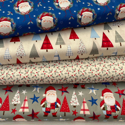 Craft Cotton Co Holly Jolly Patch – Santa Wreath Bundle | Christmas Cotton Fabric