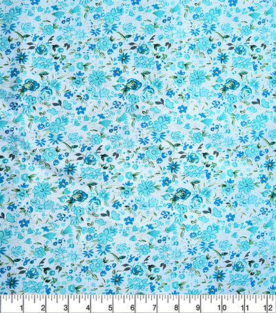Craft Cotton Teal Mini Floral Cotton Fabric