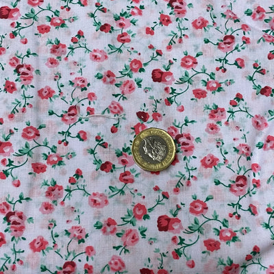 Floral Roses White Polycotton