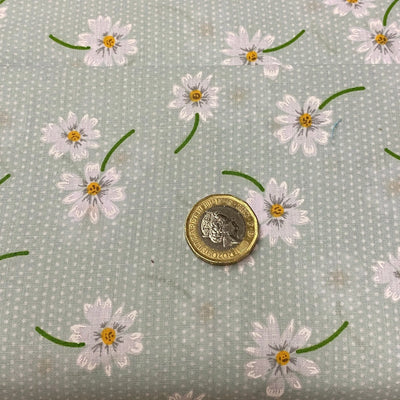 Pale Green Floral Polycotton