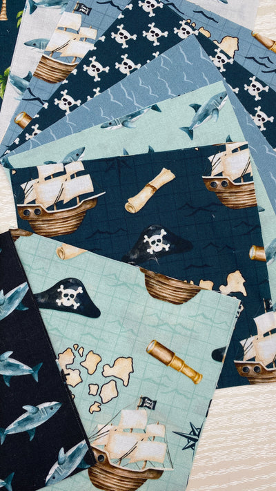 Pirate Treasure Island Charm Pack | 40 x 5" Squares | 100% Cotton