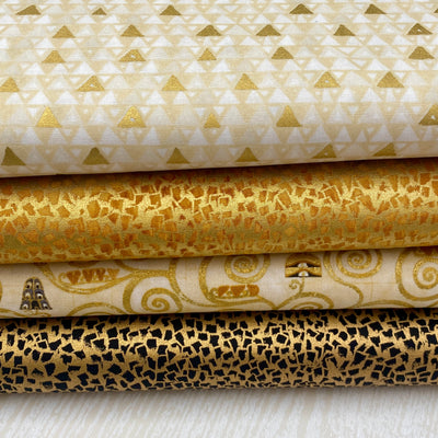 Robert Kaufman, Gold and Ivory Fabric Bundle, Gustav Klimt, Cotton Fabric
