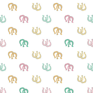 Camelot Fabrics, Rodeo Rose Horse Shoes Mint, Cotton Fabric