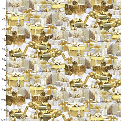 3 Wishes Fabric, Gifts Galore Gold, Cotton Fabric