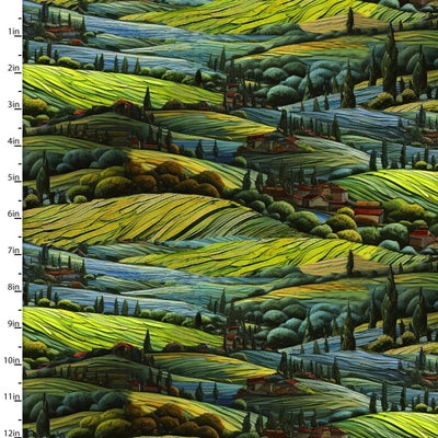 3 Wishes Fabric, Rolling Hills Green, C'est Magnifique Cotton Fabric