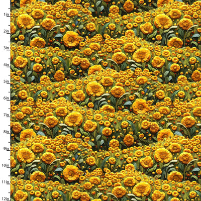 3 Wishes Fabric, Sunflower Fields of Gold Yellow, C'est Magnifique Cotton Fabric