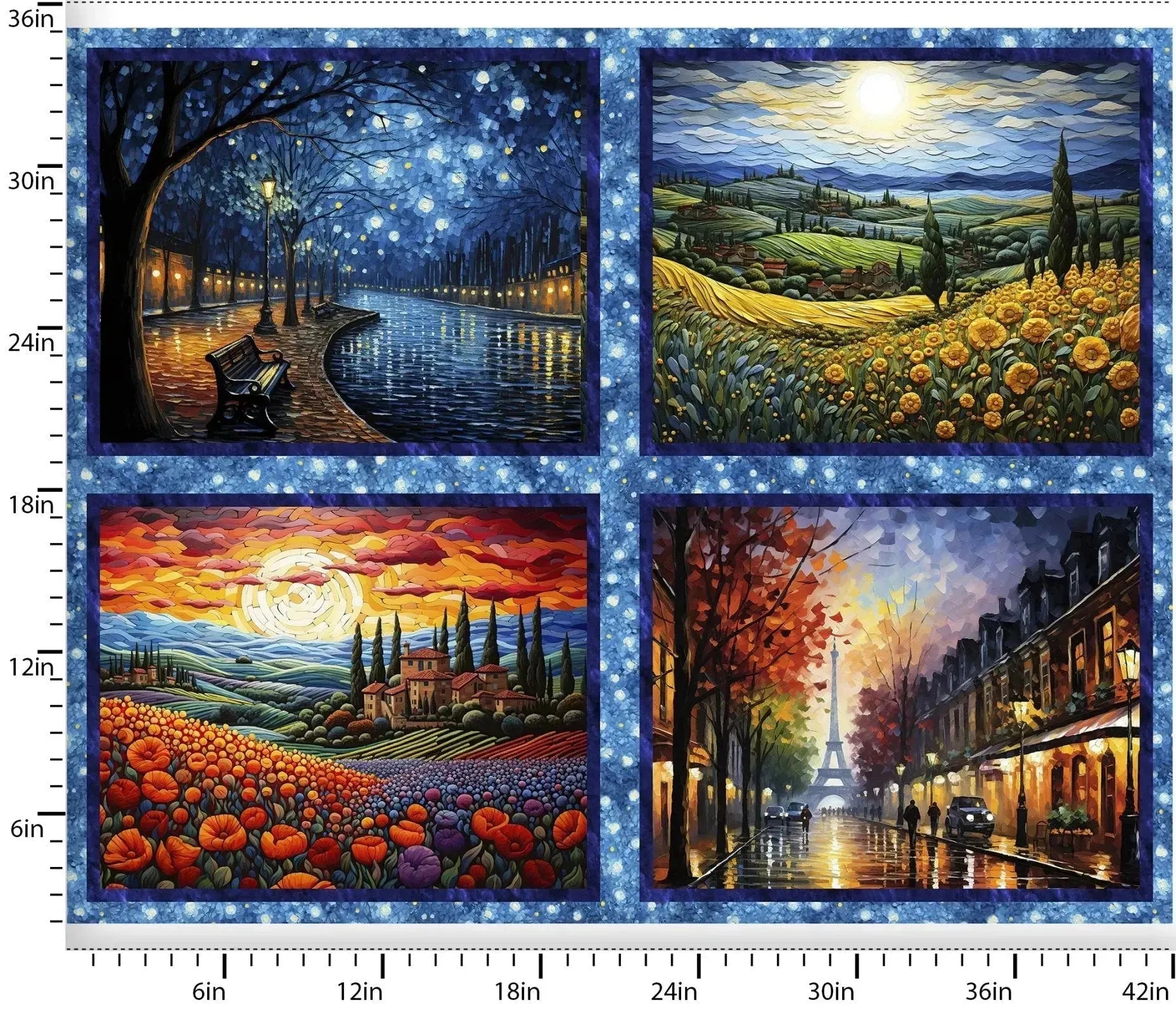 3 Wishes Fabric, C'est Magnifique Quilting Panel Cotton Fabric