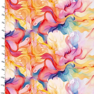 Hummingbird Bouquet Watercolour Swirls Cotton Fabric | Shawna Stewart for 3 Wishes Fabric