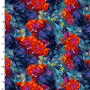 3 Wishes Fabric, Flutter Texture, Hummingbird Bouquet, Cotton Fabric