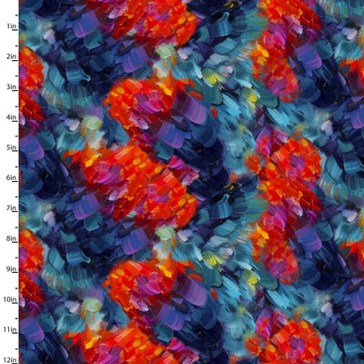 3 Wishes Fabric, Flutter Texture, Hummingbird Bouquet, Cotton Fabric