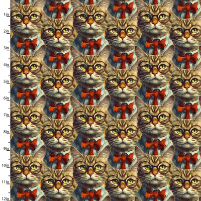 3 Wishes Fabric, Distinguished Gentleman Cat, Purrfectly Playful, Cotton Fabric