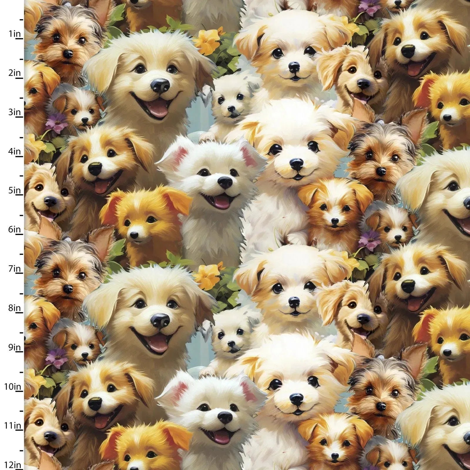 3 Wishes Fabric,Playful Pups, Fur-ever Friends, Cotton Fabric