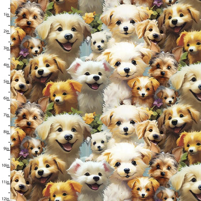 3 Wishes Fabric,Playful Pups, Fur-ever Friends, Cotton Fabric