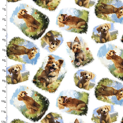 3 Wishes Fabric, Doggone Cute, Fur-ever Friends, Cotton Fabric