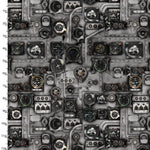 3 Wishes Fabric, Aviation Control Panel Grey, First in Flight, Cotton Fabric