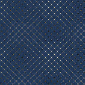 Gilded Diamonds Metallic Blue and Gold Cotton Fabric