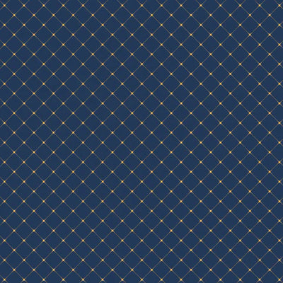 Gilded Diamonds Metallic Blue and Gold Cotton Fabric