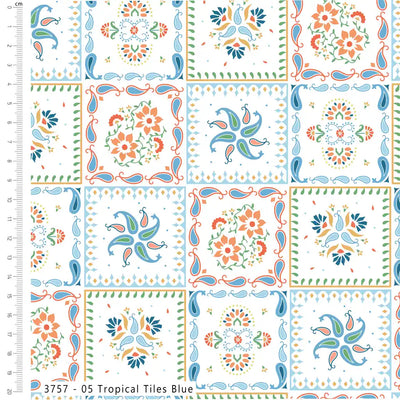 Craft Cotton, Island Haven, Tropical Tiles Cotton Fabric