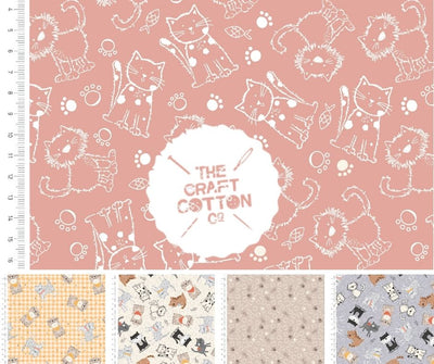 Craft Cotton Purrfect Cats, Whiskers Tail Cotton Fabric