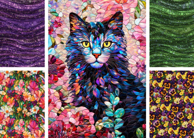 Camelot Fabrics, Gigi in the Garden Panel Purple Floral Cotton Fabric Pack