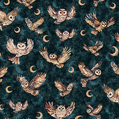 Quilting Treasures, Flying Owls, Night Owls, Cotton Fabric