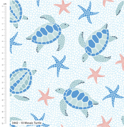 Craft Cotton Company, Mosaic Turtle, Tranquil Shores, Cotton Fabric