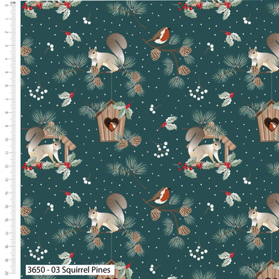 Christmas in the Country, Squirrel Pines, Cotton Fabric