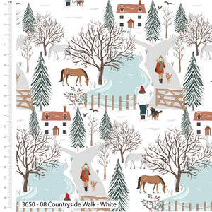 Christmas in the Country, Countryside Walk White, Cotton Fabric